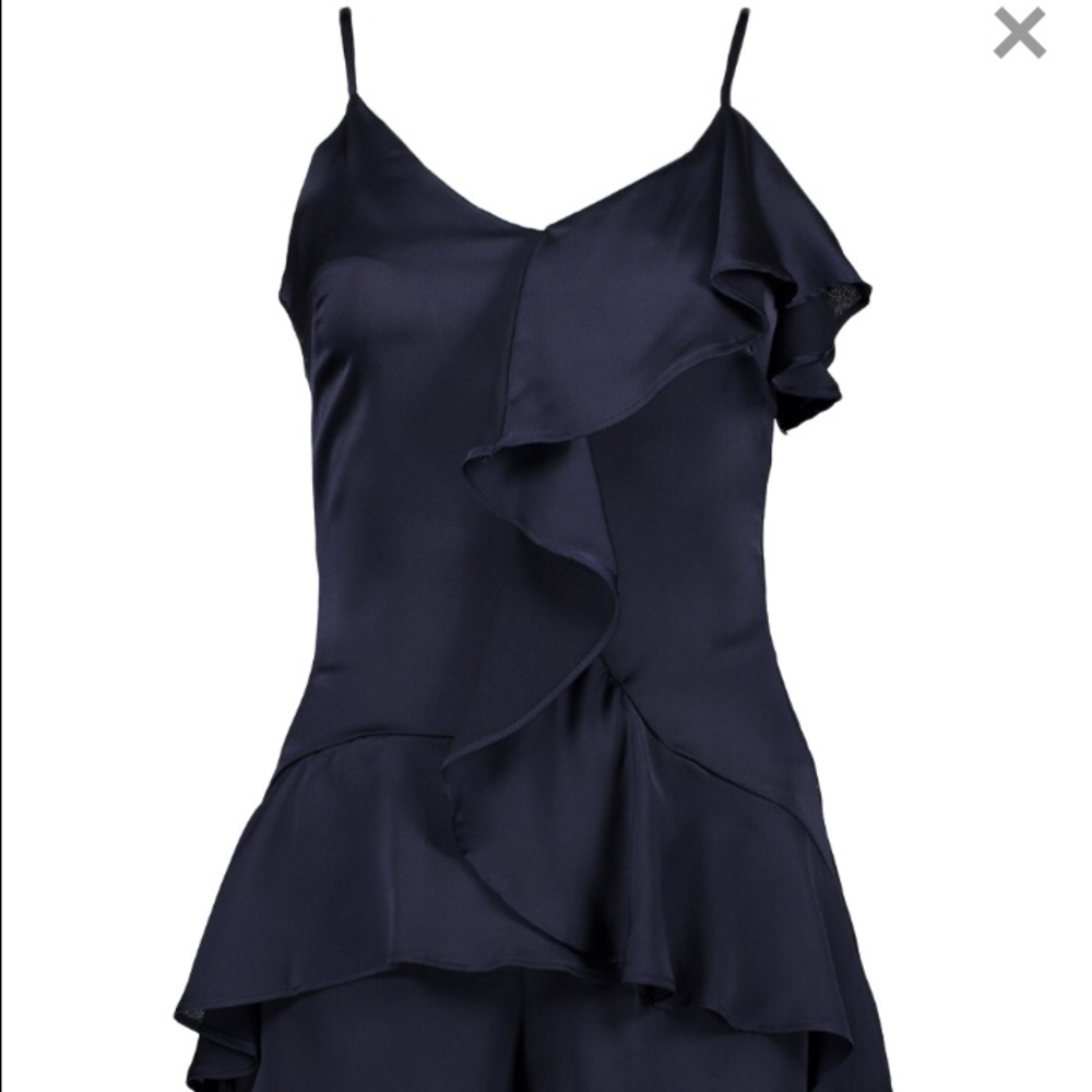 Dark Navy/Black Ruffled Romper